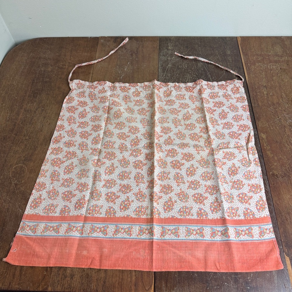 Vintage 1940s‎ Basic Square Cut kitchen half Apron Floral Heart pattern